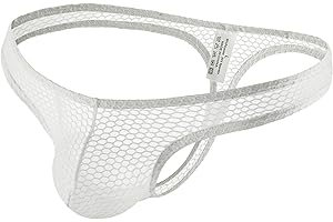Faringoto Bragas de malla para hombre de talla grande, lencería hueca de cintura baja, ropa interior transparente, tangas para hombre