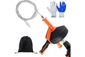 Caossuixin Rohrreinigungsspirale [13m], Abflussreiniger Spirale für Rohrreinigung, Wiederverwendbar Abflussspirale Rohrspirale mit Wasserdichte Handschuhe für Küche,Waschbecken, Dusche, Badewanne