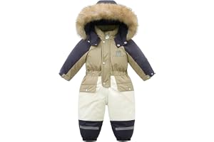 JiAmy snödräkt barn, pojkar flickor skiddräkt småbarn baby vinteroverall med huva fleecefodrad för 1–6 år