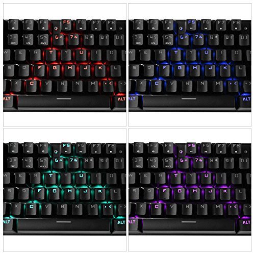 AUKEY Teclado Mec  nico RGB 104 Teclas US-Layout Anti-Fantasma Interruptor Azul Teclado Gaming Retroiluminado RGB para Jugadores  Mecan  grafos  sin    - Negro