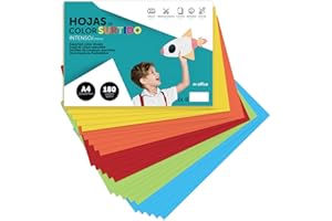 Cartulina de Colores, Cartulina A4 Colores Surtidos Intenso, Folios de Colores 180gr para Manualidades, Imprimir Documentos y Diseños Creativos, Folios de Colores A4 · m-office (x25 Surtido Intenso)