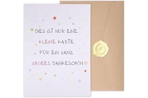 GOZINA Thank You Cards with Kraft Paper Envelope and Golden Heart Stickers, Thank You Gift, Thank You Card for Family, Friends, Colleagues, Teachers and More (12.5 x 17.5 cm) (Pack of 1)