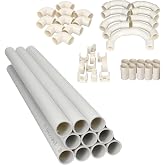 Jandei - Pack of 10 White Rigid PVC Cable Tube, Length 1 Meter, Diameter 16 mm. Cable Sleeve with Fastening Clips, Elbow 90 D