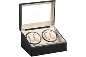 DRAIGERWAY Automatische Uhrenbeweger Box PU Leder Uhrengehäuse mit leisem Motor Netzteil für Automatikuhren