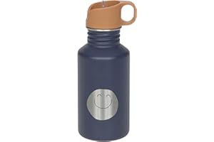 LÄSSIG Bottiglia per bambini in acciaio inox senza BPA 500ml per l'asilo, a prova di perdite, con tappo per lo sport/Bottle Stainless Steel Little Gang Smile navy