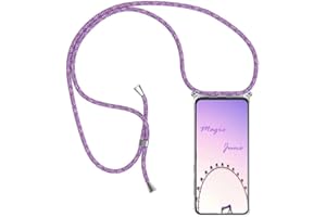Paekear Funda Transparente con Cordón para Motorola Moto G14 - Carcasa con Cuerda y Esquinas Reforzadas con Correa - Elegante Case Cover con Collar de Cordón Cruzado, Morado