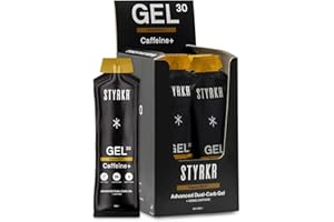 GEL30 Caffeine+ Energy Gels with Caffeine by Styrkr - 30g of Carbs - Pack of 12 Running & Cycling Gels with 150mg of Caffeine - for Endurance Athletes - Dual-Carb Formula - GEL30 Caffeine+ 12x Pack