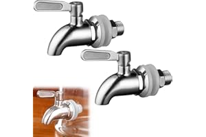 Sporgo 2 Stück Edelstahl Getränkespender Zapfhahn: Ersatzzapfhahn für Getränkespender, Bierzapfhahn Wasserspender Ersatzzapfen, Getränkespender Zapfhahn für Wein Bier Saft Kaffee (16mm)
