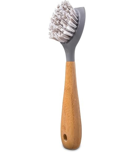 Pack De 4 Brosses à Vaisselle Com-four® - Nylon Robustes, Bord Grattoir - 29 Cm - Made In Germany