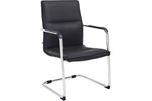 CLP Bürostuhl Seattle I Komfortabler Besucherstuhl Mit Kunstlederbezug I Modernes Design, Freischwinger Mit Bodenschoner I Gestell In Chromoptik, Farbe:schwarz