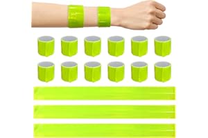 KEELYY 15Pcs Reflektorbänder Reflektierende Sicherheits Armband Schnapparmbänder für Kinder, Erwachsene zum Outdoor Jogging, Nachtlauf, Radfahren