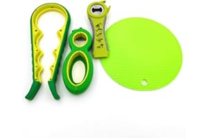 RAPECOTT Multiöffner Deckelöffner, Glasöffner Greifer, Dosenöffner für Senioren 4 STÜCK Glas Flaschenöffner Sicherheits Dosenöffner Gummi Dosenöffner 6-in-1 5-in-1, für Senioren, Frauen, Arthritis…