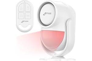 CPVAN Indoor Motion Sensor Alarm with Siren, Remote Control Wireless Infrared DIY PIR Motion Detector Burglar Alarm System, 125dB Adjustable, Battery Operated, for Home/Shed/Garage/Van/Shop.
