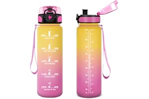 Vikastar Gourde Sport, 500ml/1000ml/1500ml Étanche & Réutilisable, Gourde Enfant, Motivation avec Filtre Gourde, Bouteille, Bouteille d'eau, pour Gym, Enfant, École, Bureau, Yoga