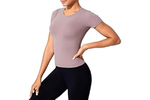 XDSP Maglietta Sportiva Donna Magliette Donna Manica Corta Camicia da Yoga Girocollo Palestra Corsa Traspirante Asciugatura Rapida Top Elastico Manica Corta T-Shirt Gym Jogging Running Fitness