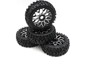 hobbysoul 4 neumáticos todo terreno 1/8 RC todoterreno Buggy Badland y llantas de aleación de aluminio 1:8, llantas hexagonales de 17 mm