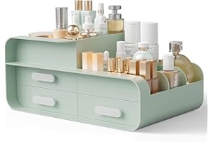 BTGGG Make Up Kosmetik Organizer Kosmetik Aufbewahrung mit 3 Schubladen Multifunktionaler Organizer Schminke mit Fächer für die Aufbewahrung von Kosmetika, Hautpflegemitteln und Schmuck