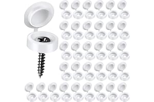 HNYYZL 150 PCS Screw Caps, Plastic Hinged Screw Cover Caps White, Snap Washer Covers Flip Tops, Screw Protection (S)