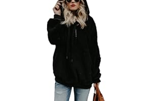 UMIPUBO Sweat Femmes Pull Pullover Oversize Hoodie Sweat à Capuche Poche Zippées Casual Flanelle Moelleux Chaud Automne Hiver Mode Sweatshirt Manches Longues Outerwear Tops