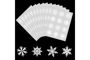 ‎BECELLEN Becellen 12 Blatt Schneeflocke Aufkleber, Weihnachten Wasserdichte Selbstklebend Aufkleber Rund Sticker für Geschenk Dekoration
