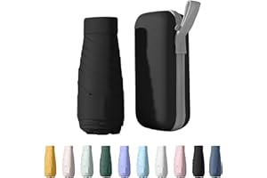 WYDEXINT Mini Reise Regenschirm, Reise-Regenschirm, 6 Rippen Mini-Regenschirm, Kleiner Uv-Regenschirm, Uv-Faltbar Mit Kapselbox, Reisewasser- Und Winddicht Für Männer Und Frauen(Schwarz)