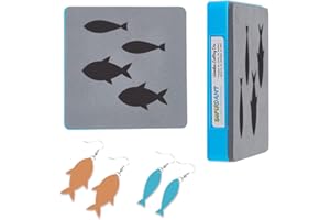 SUPERDANT Boucles D'Oreilles en Cuir avec Pendentif en Forme de Poisson Matrice de Decoupe Bois pour Bricolage Artisanat Fabrication