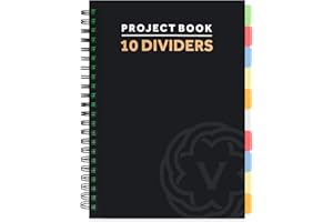VABE UK A4 Translucent Project Notebook with 10 Dividers - 300 Pages Journal (150 sheets) - 100gsm lined Paper - Extra Large Notebook - Thick Matte Laminated Cover a4 notepad (BLACK)