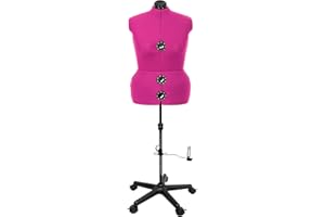 NÄHWELT FLACH Schneiderpuppe mit Rollen verstellbar Scheiderbüste Nähpuppe Torso (XL (ca. 56 - 60) Pink)