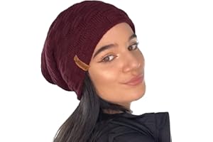 TOSKATOK® Ladies Mens Unisex Warm Winter Textured Knit Slouch Beanie hat with Cosy Faux Fur Teddy Fleece Liner