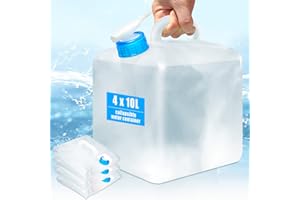 Niaetuto 4 PCS Bidon Eau,10 litres Bidon à Eau Pliable,Bidon avec Robinet,Bidons à Eau Pliables pour Barbecue de Camping en Plein Air Domestique,sans BPA