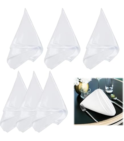 6 Pack White Cloth Napkins 43x43 Cm - Pure Cotton Reusable Dinner Napkins For Weddings, Parties