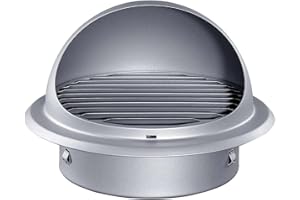 GEFONG Griglia di Ventilazione Rotonda a Lamelle 8 Pollici 200 mm con Rete Anti-insetto Per Asciugatrice Sfiato del Bagno Aeratore Soffitto Ventilatori Estrattori Acciaio Inox Grigio Argento 1 Pezzo