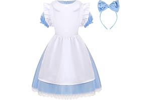 Aomig Kostium Alicji w Krainie Czarów, niebieska sukienka, klasyczna przebranie z białym fartuchem, opaska do włosów dla dzieci, kokardka, opaska na czoło, ozdoba głowy dla kobiet i dziewcząt, kostium