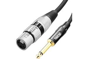 Tisino Cable Microfono, Cable XLR Hembra a Jack 6,3 mm Mono Cable de micrófono desequilibrado Cable de micrófono para micrófono dinámico- 5M