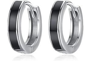 TANGPOET Unisex Hoop Earrings for Men 925 Sterling Silver Wide Men's Earrings Women's Folding Hoop Earrings Christmas Gift for Women Men