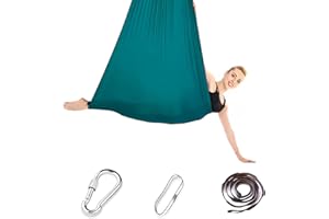 ‎IPALAMILA iPalamila Aerial Yoga Hängematte Set, Aerial Yoga Swing Air Fliegen, Nestschaukel, Yoga-Schaukel Hammock Swing 200 Kg Max. Tragfähigkeit Mit Beschläge, Anti-Gravity-Übungen(Grün,150x280CM) (1) (Grün)