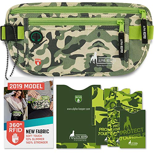 Portadocumentos Viaje Tipo cinturón de Viaje con Bloqueo RFID - Incluye Set de Funda Pasaporte y Tarjetas con Bloqueador RFID para Uso Diario [Nuevo Modelo 2019]