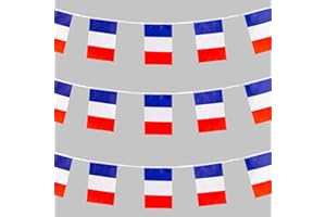 SHATCHI 3Meter Bunting 10, France Rugby Sports Flags French Party Garden Fabric Decorations, Blue,White,Red, SHATCHI - 895