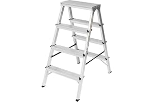 ‎FORYOURPROTECTION Aluleiter Zweiseitige Haushaltsleitern Stehleiter 4 Stufen 120KG (2x4-120)