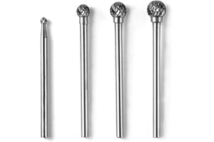 Luo ke 4 Pcs Aluminum Cutting Burr Set - 3/32 Inch Shank Tungsten Carbide Bits For Rotary Tool Include Dremel (D Type Double Slot)