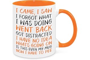 CHERISH CHARLIE DESIGNS I Came I Saw I Forgot Mug - Birthday Christmas Funny Gift Present Novelty Unique Gift for Mum Dad Friend Sister Brother Grandparents Gift for Him Her Funny Quotes Coffee Mug (Orange)