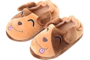 Aggroot Hiver Peluche Pantoufles Fille Pantoufle Garçon Chaussons de Maison Chaudes en Coton Chaussures Maison Pantoufles Animal d'intérieur Souple Antidérapants