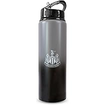 Hy-Pro Bouteille UV En Aluminium Sous Licence Officielle Newcastle United F.C. - 700 Ml, Design Délavé, Métallique, Acier Inoxydable, Paille Pliable Intégrée, étanche, Légère