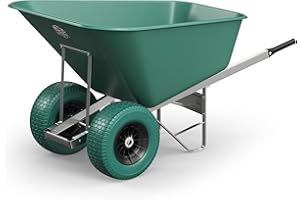Agri Barrow Wheel Barrow 200 Litre Plastic Wheelbarrow with Puncture Proof Twin Fat Tyres, Green – Ideal for Equestrians, Farmers, Gardeners, Stable Yards, and Heavy-Duty Use
