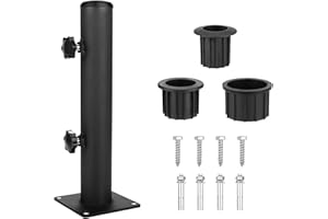 Ompinda Parasols Pole Mount Stand Tube kit, 2.16'' Diameter Metal Umbrella Parts Base Holder with 3 Size PVC Insert Pipe Sleeves DIY Flag Pole Stand Parts for Outdoor Garden Backyard Pool (Iron)