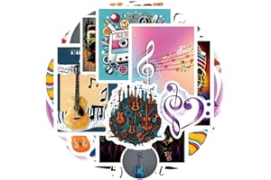 AFFOTO 50 Piezas de Símbolos Musicales, Pegatinas para Ordenador Portátil, Agenda, Laptop, Skate, Botella de Agua, Guitarras, Maletas, Equipajes, Coches y Bicicletas - Impermeable Vinilo Music