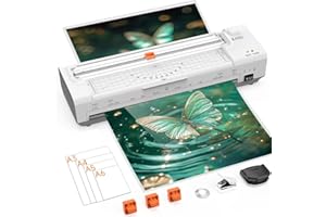 OidoZac A3 Laminator Machine, 10 in 1 Thermal Laminator A3 for Cold and Hot with 20 Laminating Pouches, No Bubbles Quick Laminators with Trimmer for Office School Business Home, White
