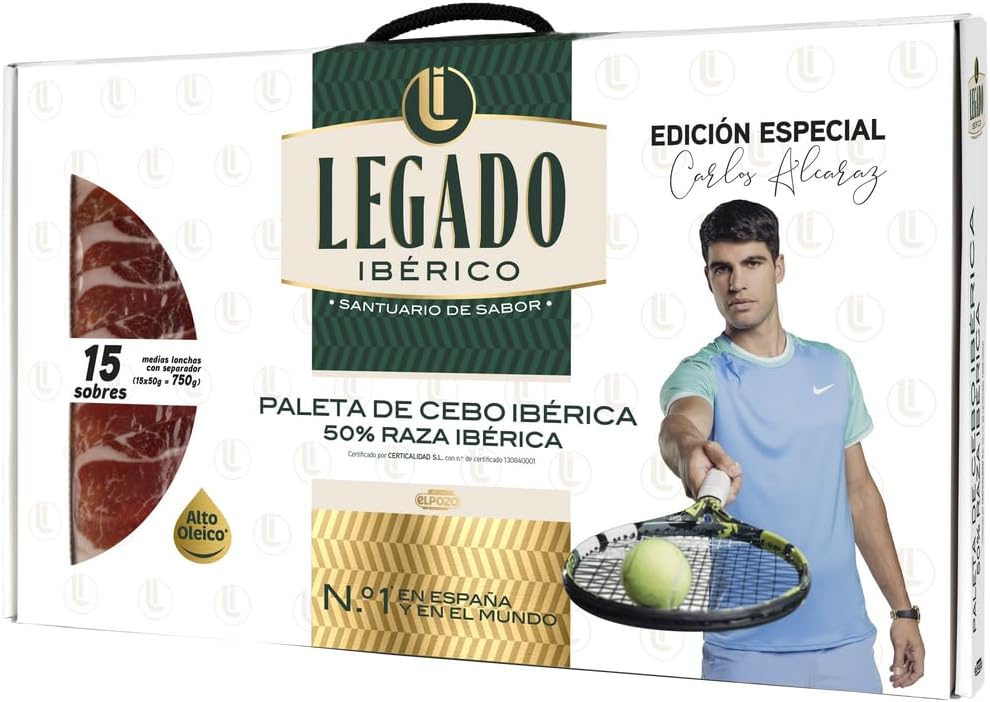 Elpozo maletín paleta de cebo ibérico medias lonchas 15x50g - Edición especial Carlos Alcaraz - Especial para regalo
