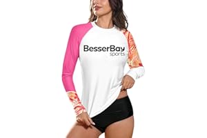 BesserBay Womens Long Sleeve Swimming Summer Sun Protection Quick Dry UV Rash Guard S-XXL