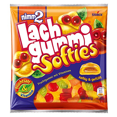 nimm2 Lachgummi Softies – Weiche, gefüllte Fruchtgummis mit Vitaminen – 1er Pack (1 x 180 g)
